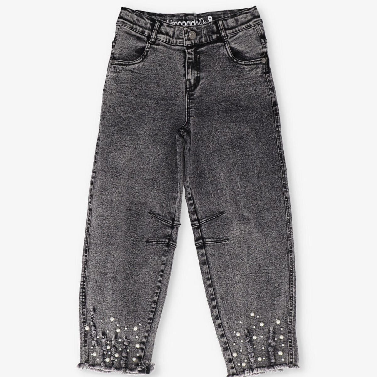 LIMONADA - Jeans niña balloon con flores negro Limonada