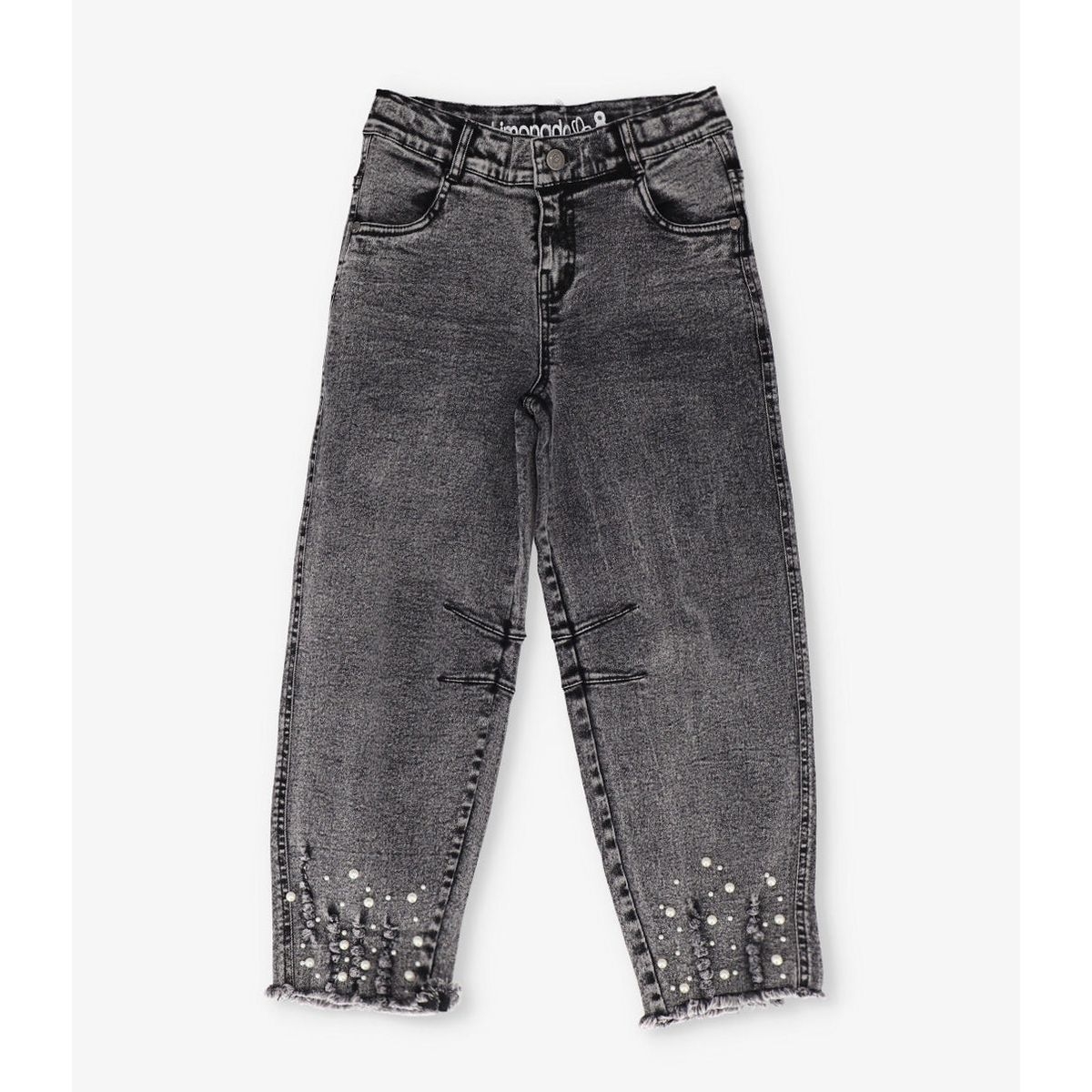 LIMONADA - Jeans niña balloon con flores negro Limonada