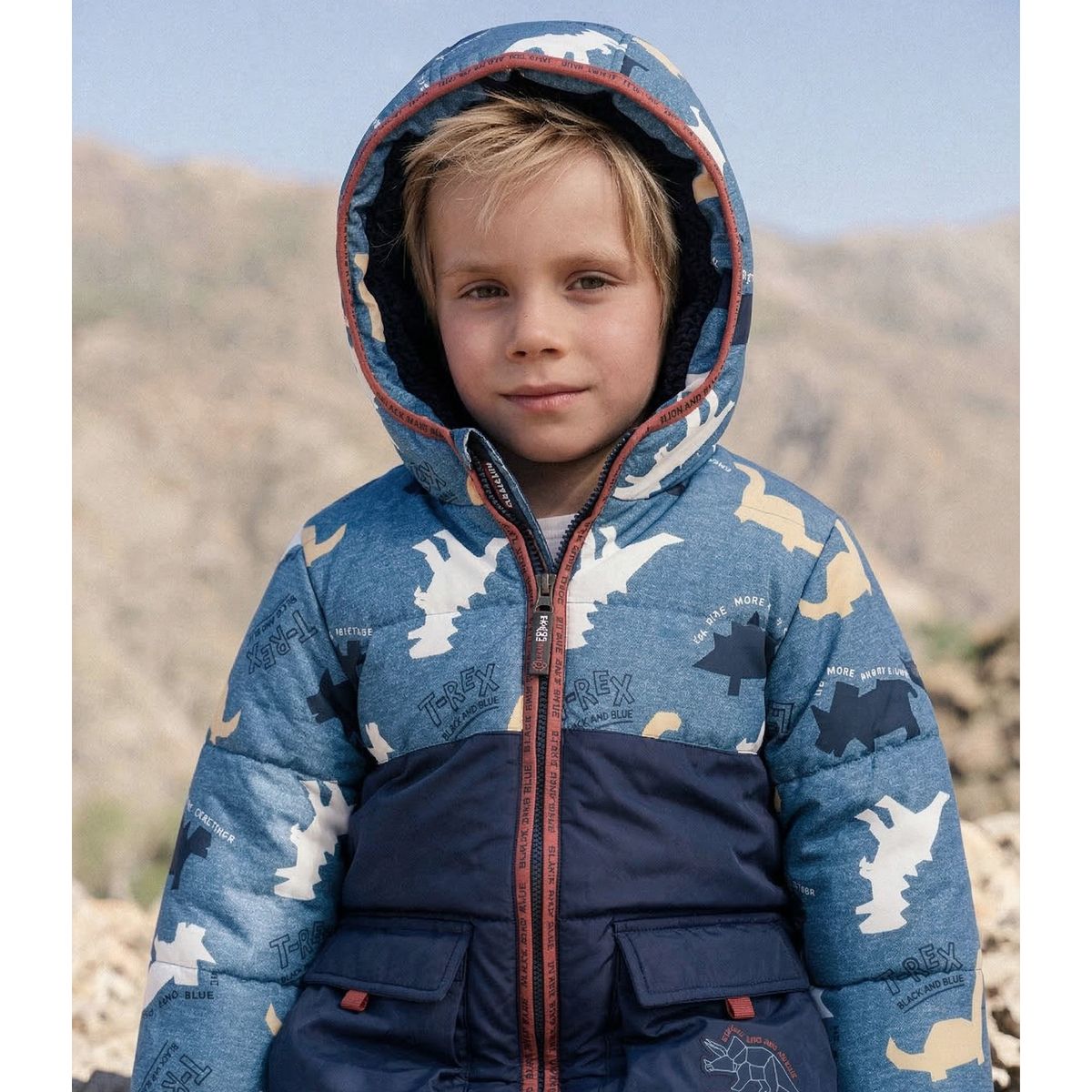 BLACK AND BLUE - Parka niño repelente al agua azul piedra Black and blue