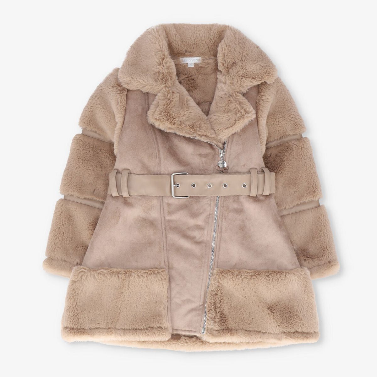LIMONADA - Abrigo niña de gamuza beige Limonada
