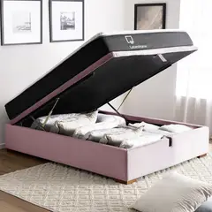 LATAM HOME - Cama Funcional Boxet Full 1,35 Mt Colchon Resortes New Top Funda Lavable Palo Rosa