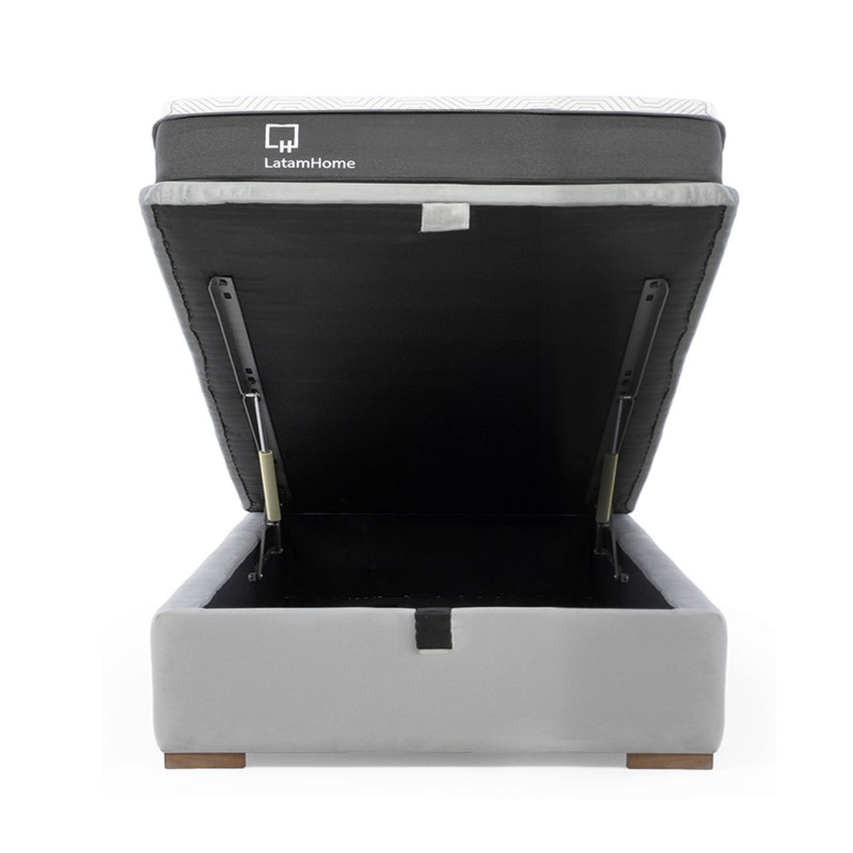 LATAM HOME - Cama Funcional Boxet Full 1,35 Mt Colchon Resortes New Top Funda Lavable Gris