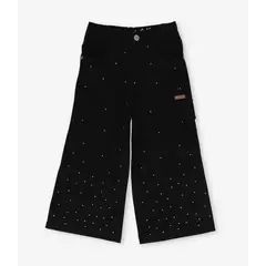 LIMONADA - Pantalón niña de cotelé con brillos negro