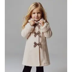 LIMONADA - Abrigo bebé con lazos beige