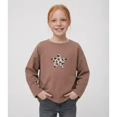 LIMONADA - Polera manga larga niña con estrella camel