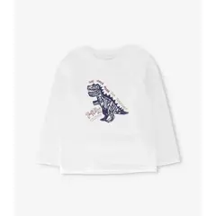 BLACK AND BLUE - Polera manga larga niño t-rex crudo