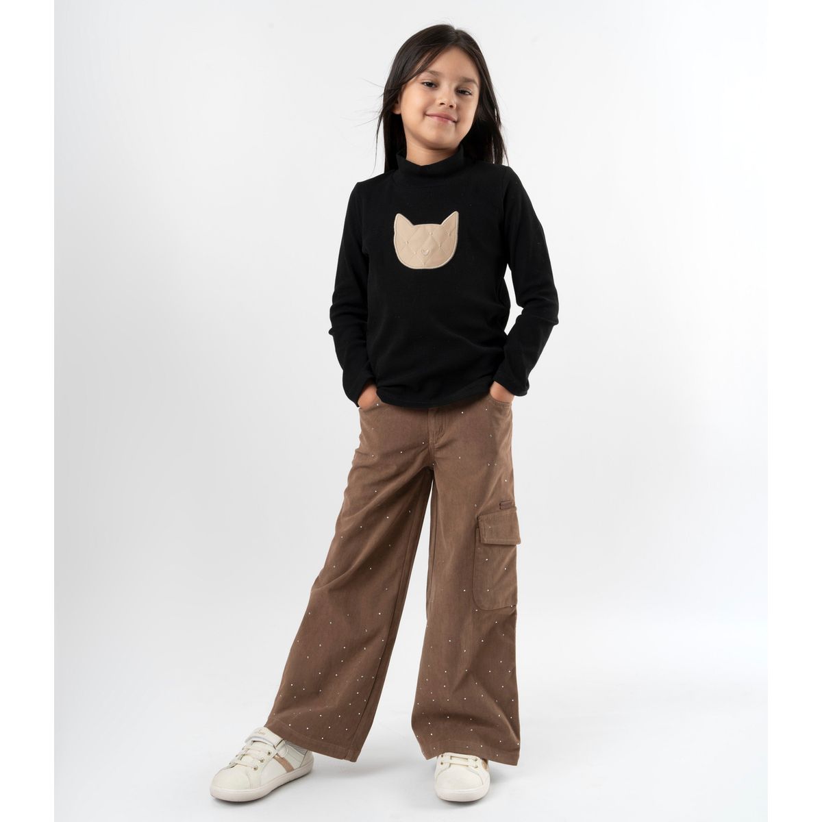 LIMONADA - Pantalón niña de cotelé con brillos camel Limonada