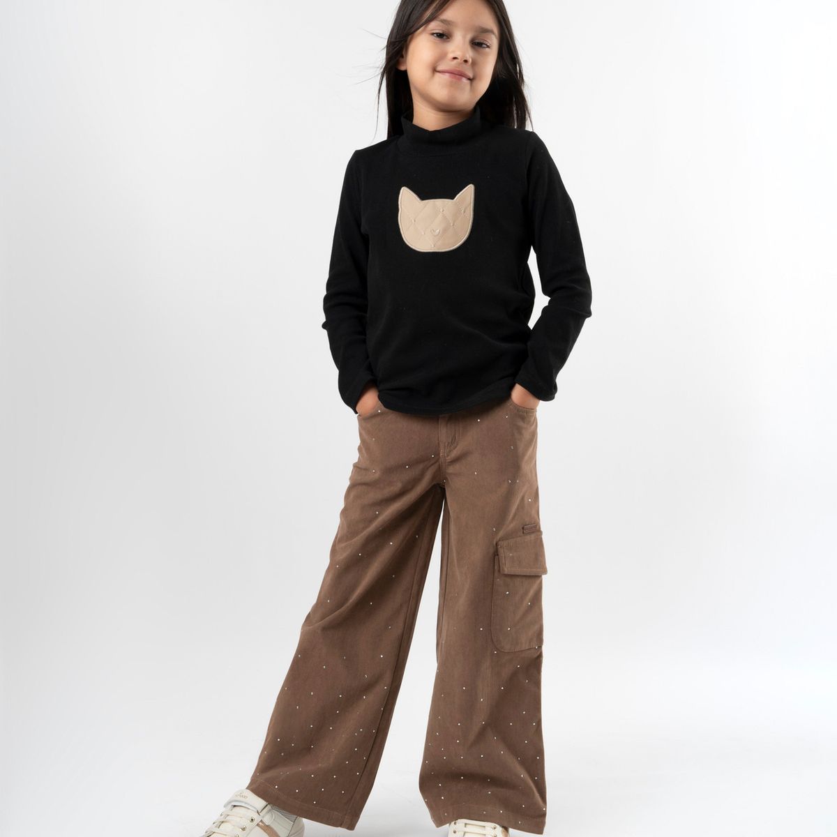 LIMONADA - Pantalón niña de cotelé con brillos camel Limonada
