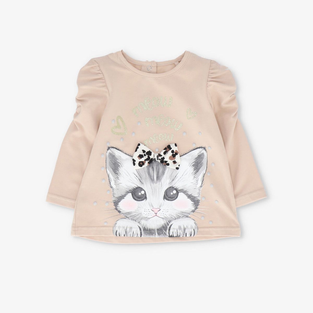 LIMONADA - Polera manga larga bebé con gatito beige Limonada