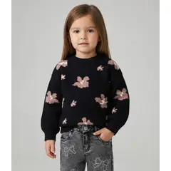 LIMONADA - Chaleco bebé con flores negro