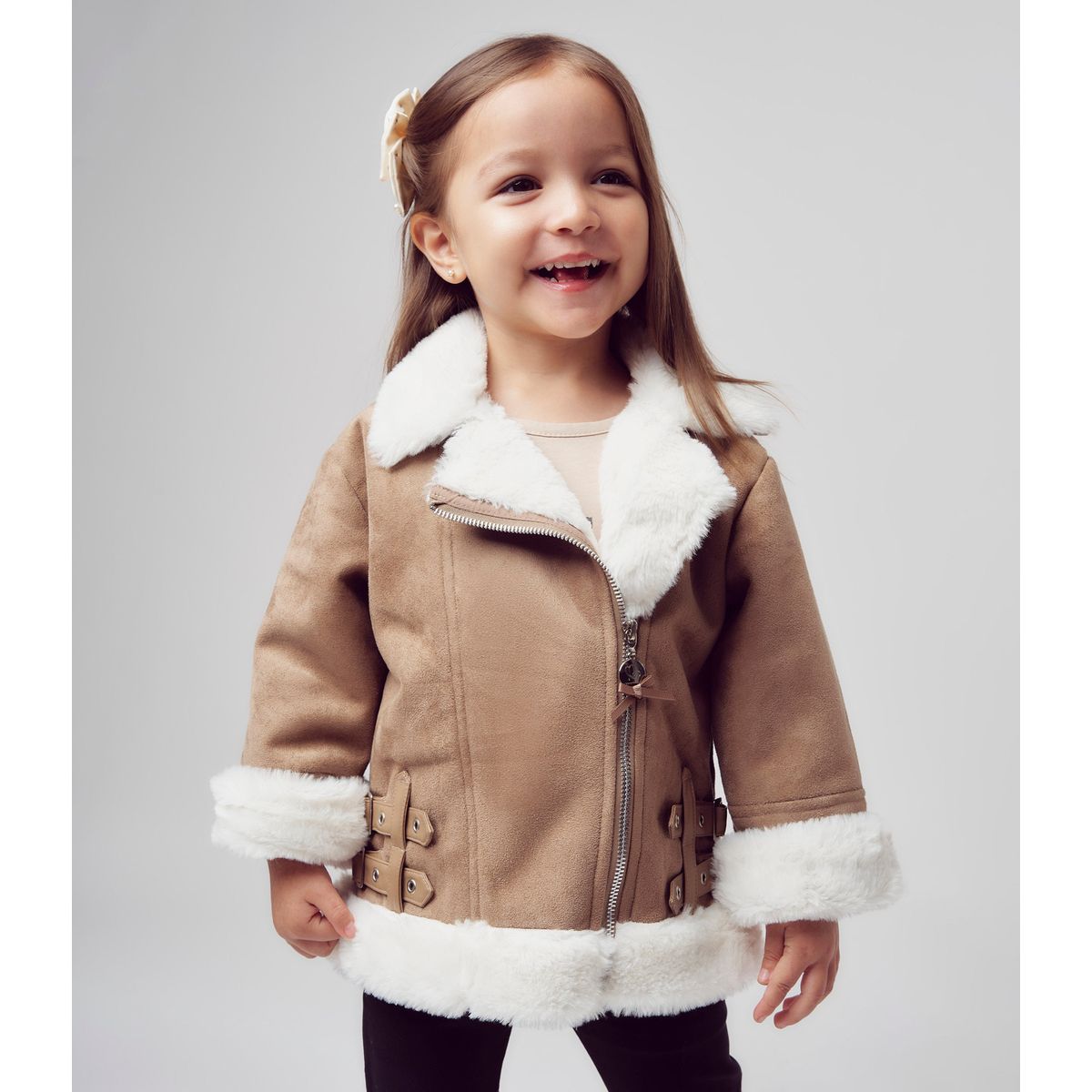 LIMONADA - Chaqueta bebé aviadora de gamuza chocolate Limonada