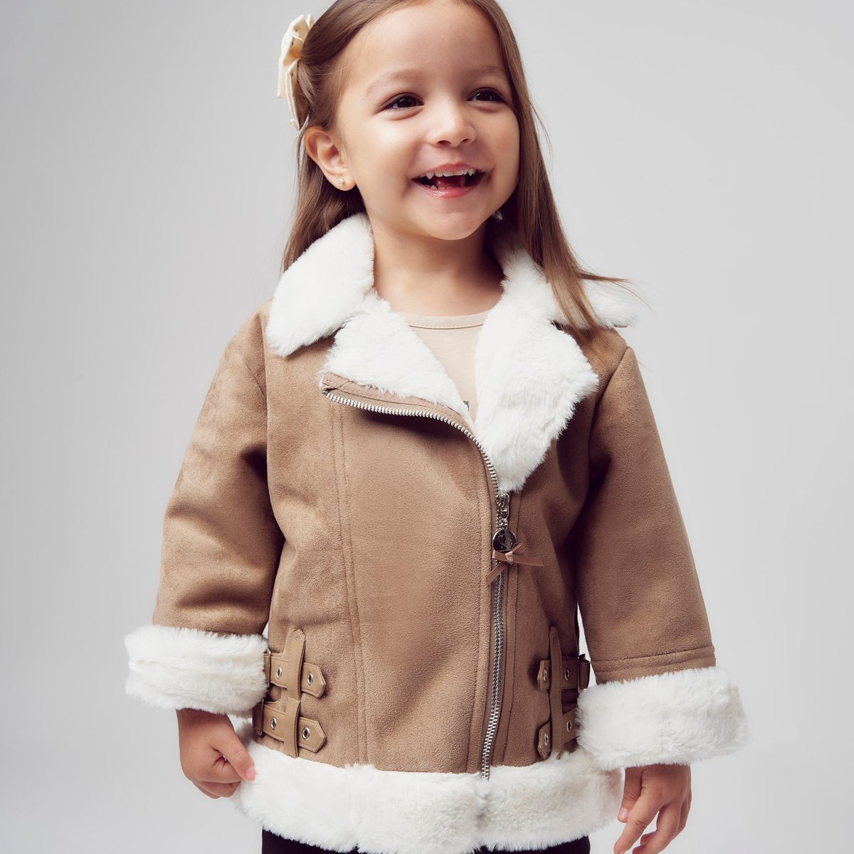 LIMONADA - Chaqueta bebé aviadora de gamuza chocolate Limonada