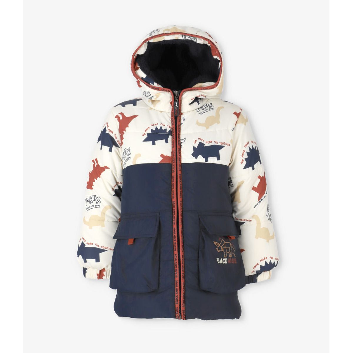 BLACK AND BLUE - Parka niño repelente al agua crudo Black and blue
