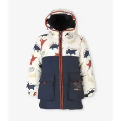 BLACK AND BLUE - Parka niño repelente al agua crudo