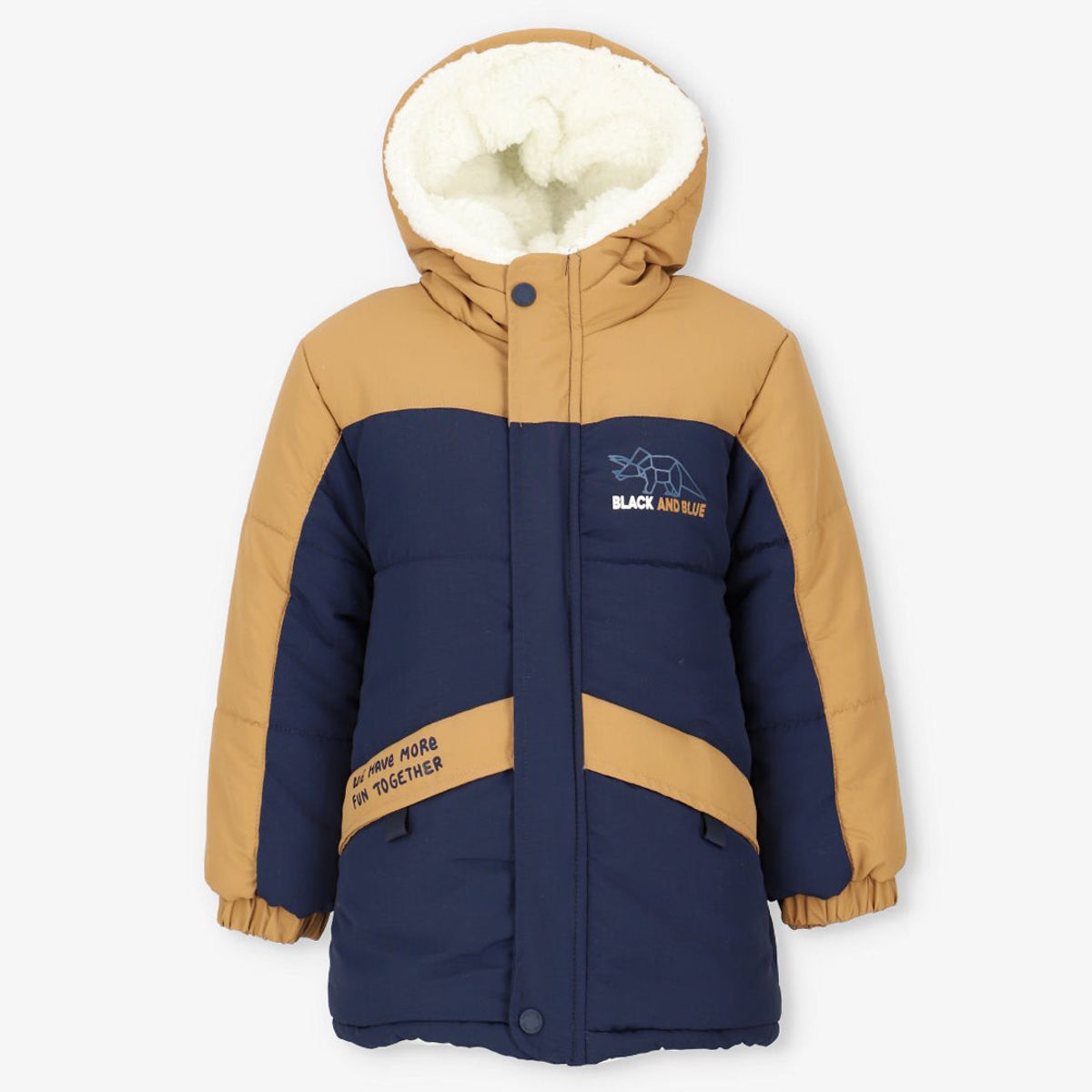 BLACK AND BLUE - Parka niño repelente al agua camel Black and blue