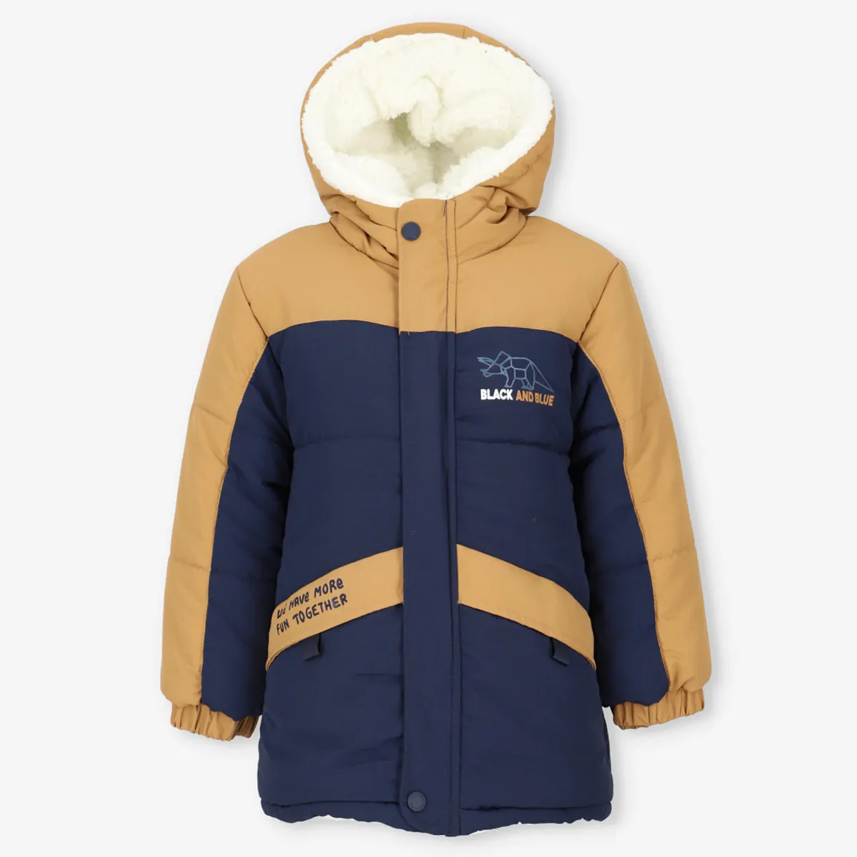 BLACK AND BLUE - Parka niño repelente al agua camel Black and blue