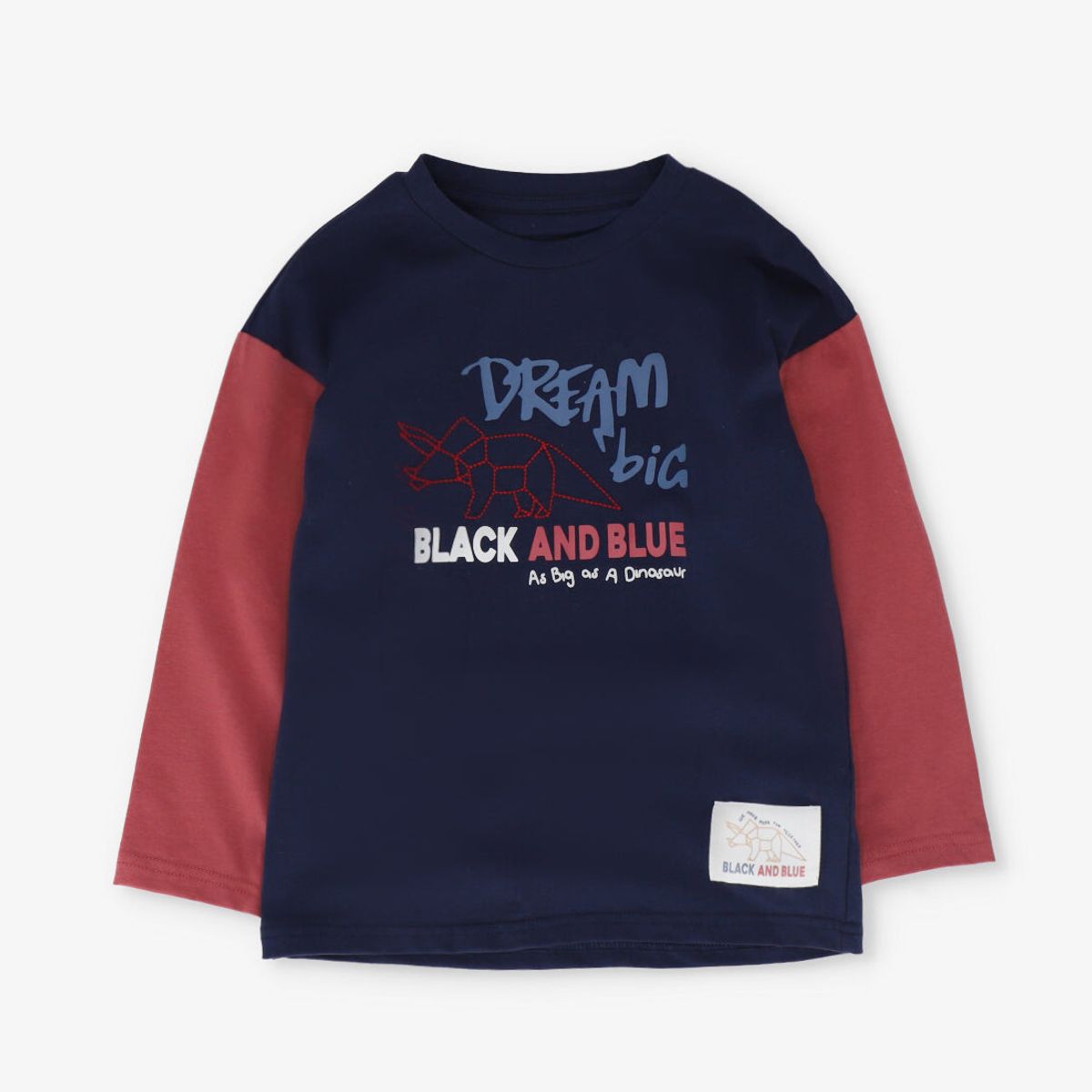 BLACK AND BLUE - Polera manga larga niño dream big terracota Black and blue
