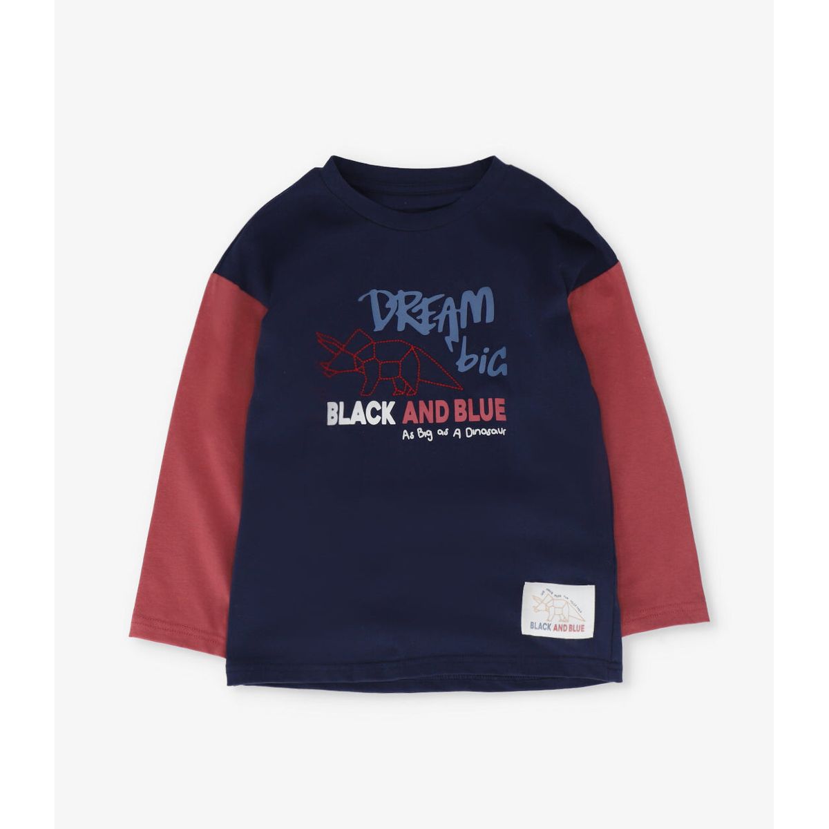 BLACK AND BLUE - Polera manga larga niño dream big terracota Black and blue