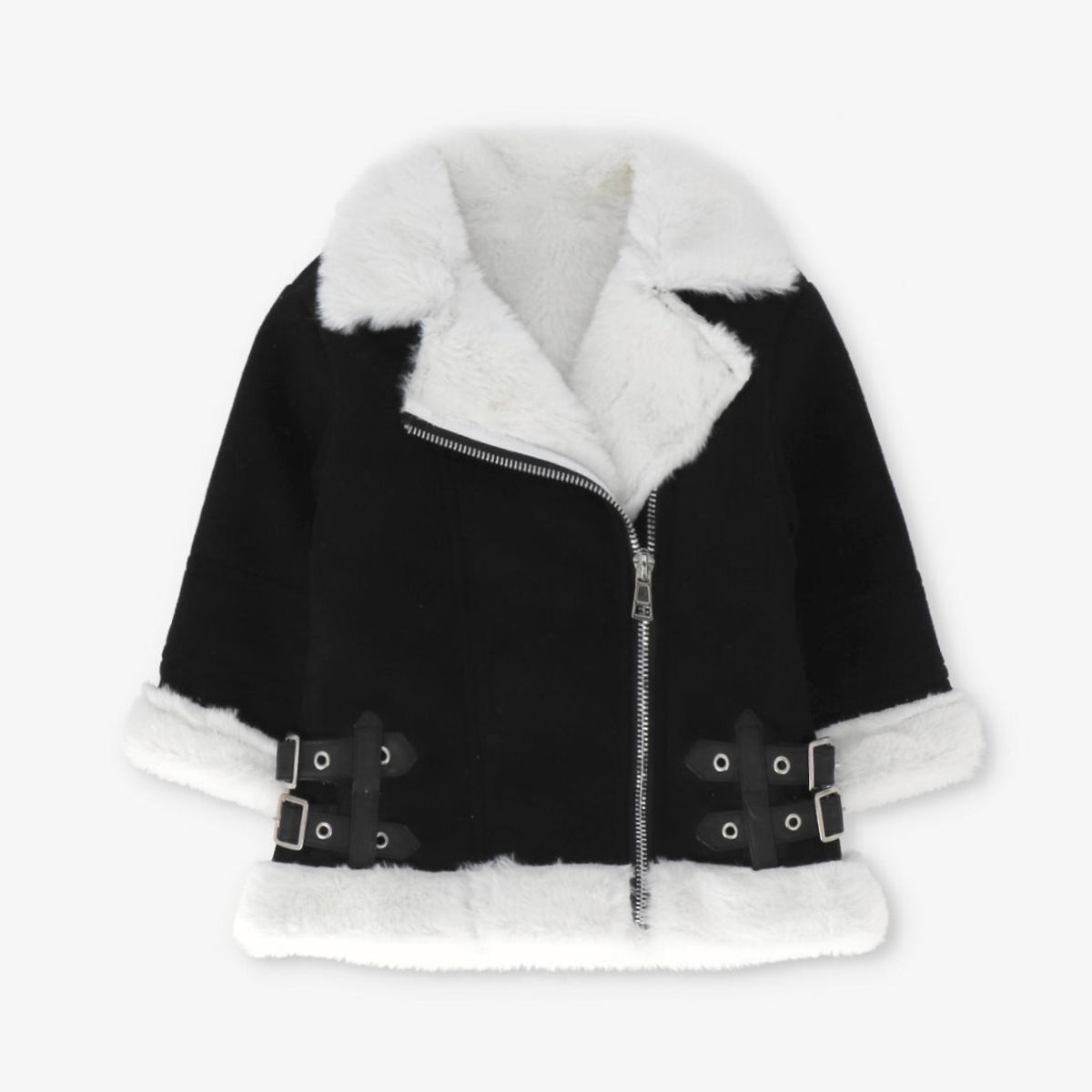 LIMONADA - Chaqueta niña aviadora de gamuza negro Limonada