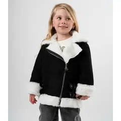LIMONADA - Chaqueta niña aviadora de gamuza negro