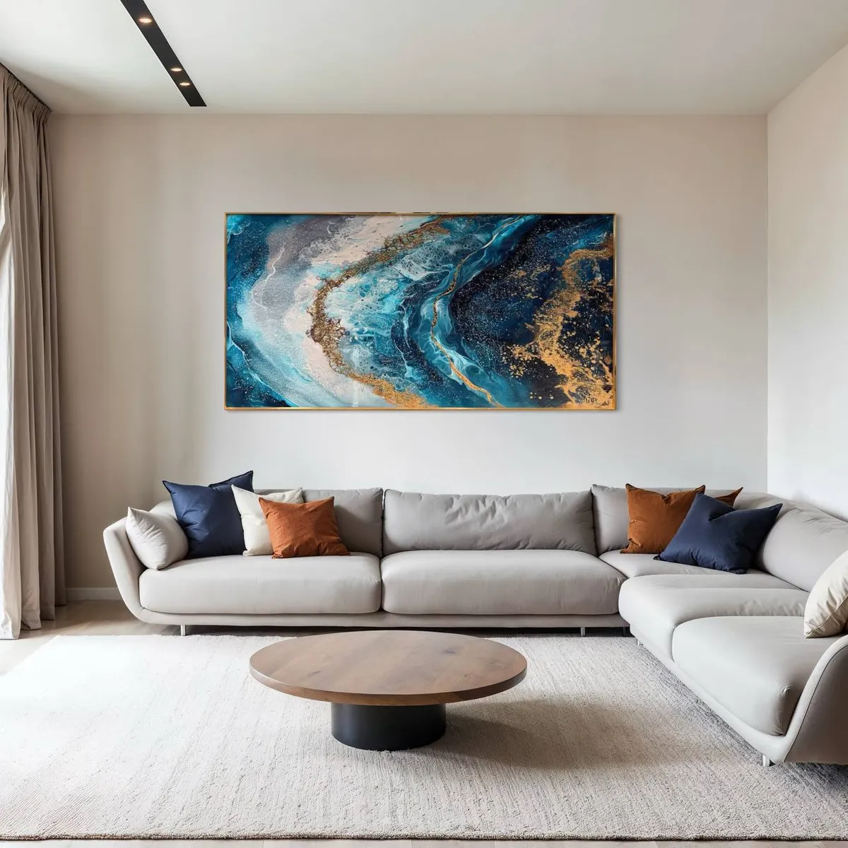 DEKAM DISEÑO - Cuadro Porcelana Diamantes Abstracto Olas  140x70 Cms