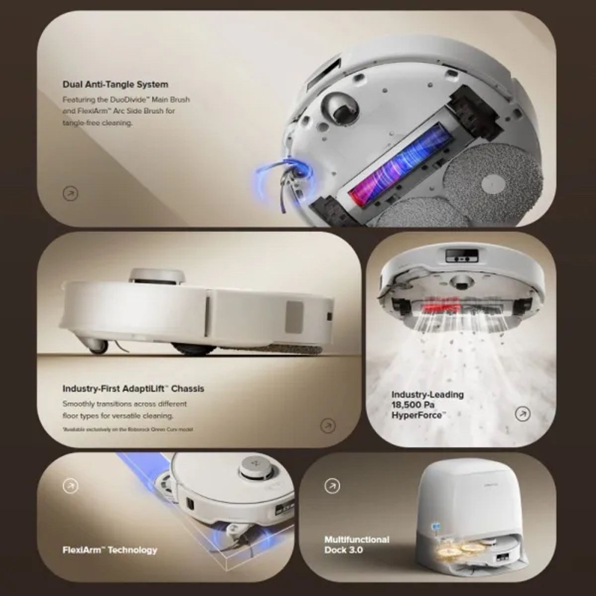 JONR - Aspiradora Inteligente Roborock Qrevo Curv 5A1 18500 Pa 220v – Blanco