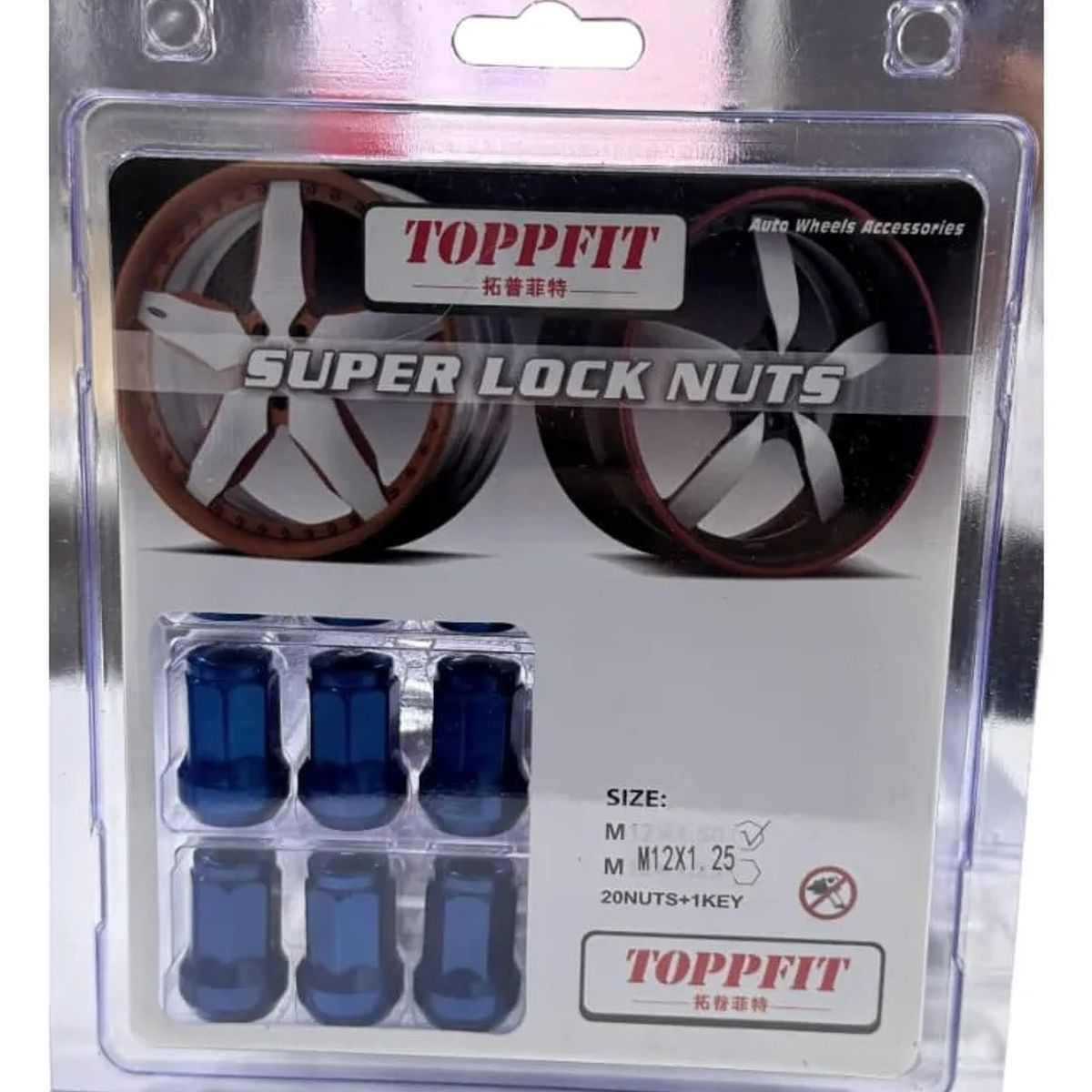 GENERICO - Tuercas De Seguridad Antirrobo Para Ruedas De Auto 12mmx1.25 Azul