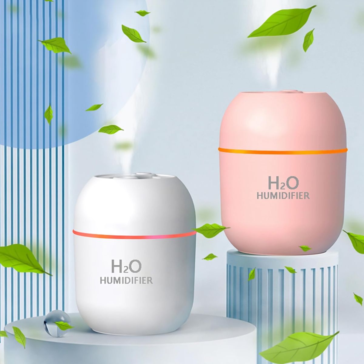 GENERICO - PACK DE 2  humidificador con USB recargable y luz colorida