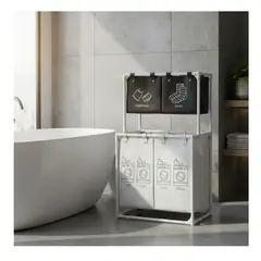 GENERICO - Cesta De Ropa Sucia 4 Compartimentos Espesar Accesorios Baño