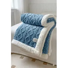 GENERICO - Frazada Plush con Sherpa Chiporro Diseño trenzado Reversible 200x230