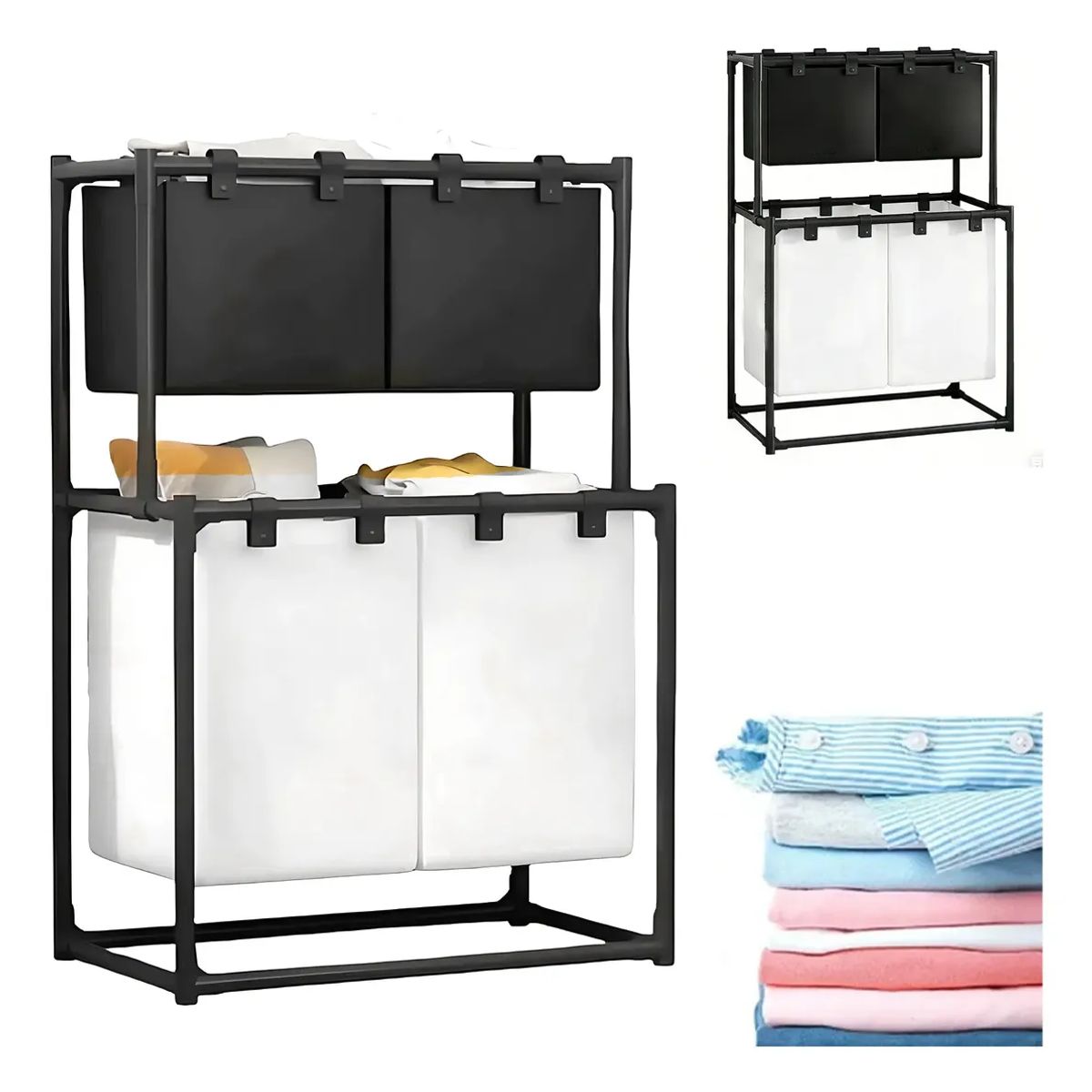 GENERICO - Cesta De Ropa Sucia 4 Compartimentos Espesar Accesorios Baño