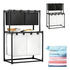 GENERICO - Cesta De Ropa Sucia 4 Compartimentos Espesar Accesorios Baño