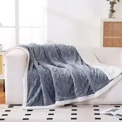 GENERICO - Frazada Plush con Sherpa Chiporro Diseño trenzado Reversible 200x230