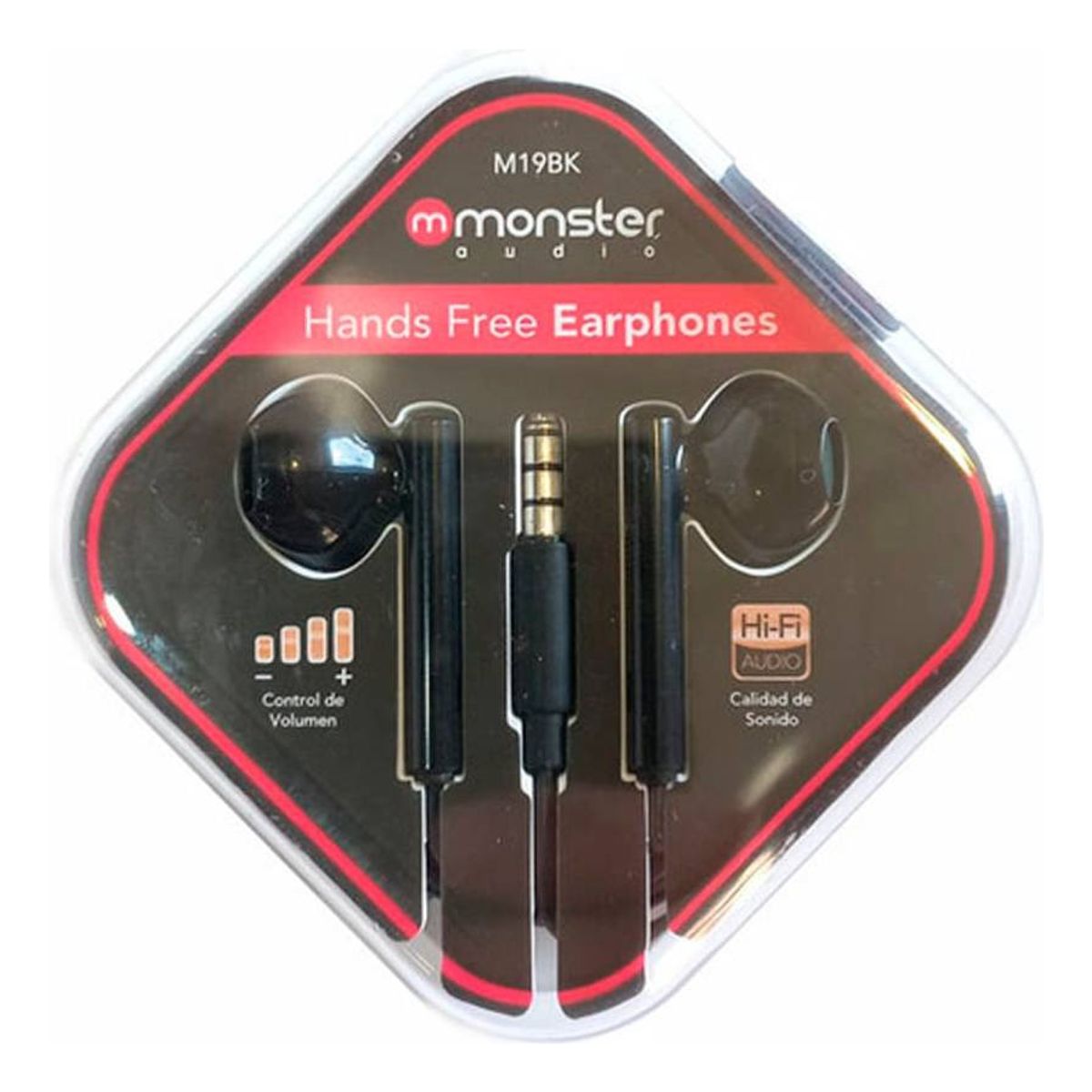 AIWA - Audífonos Alambrico Mlibres Negro Monster Audio M19bk