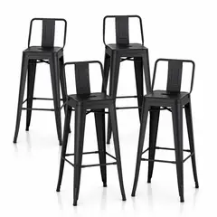 CASA BELLA - Pack 4 Taburete Piso Bar Tolix 66 Cm Negro Matte
