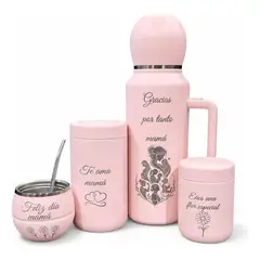 MORLAN - Set Matero Rosado 1.3L Día de la Madre Termo Mate Regalo