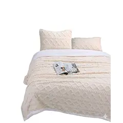 GENERICO - FRAZADA TEXTURIZADA CON SHERPA 2 PLAZAS BEIGE