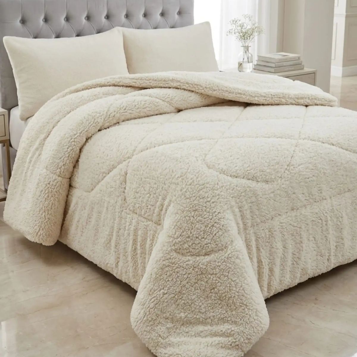 GENERICO - Cubrecamas De Invierno Sherpa 2 Plazas Premium