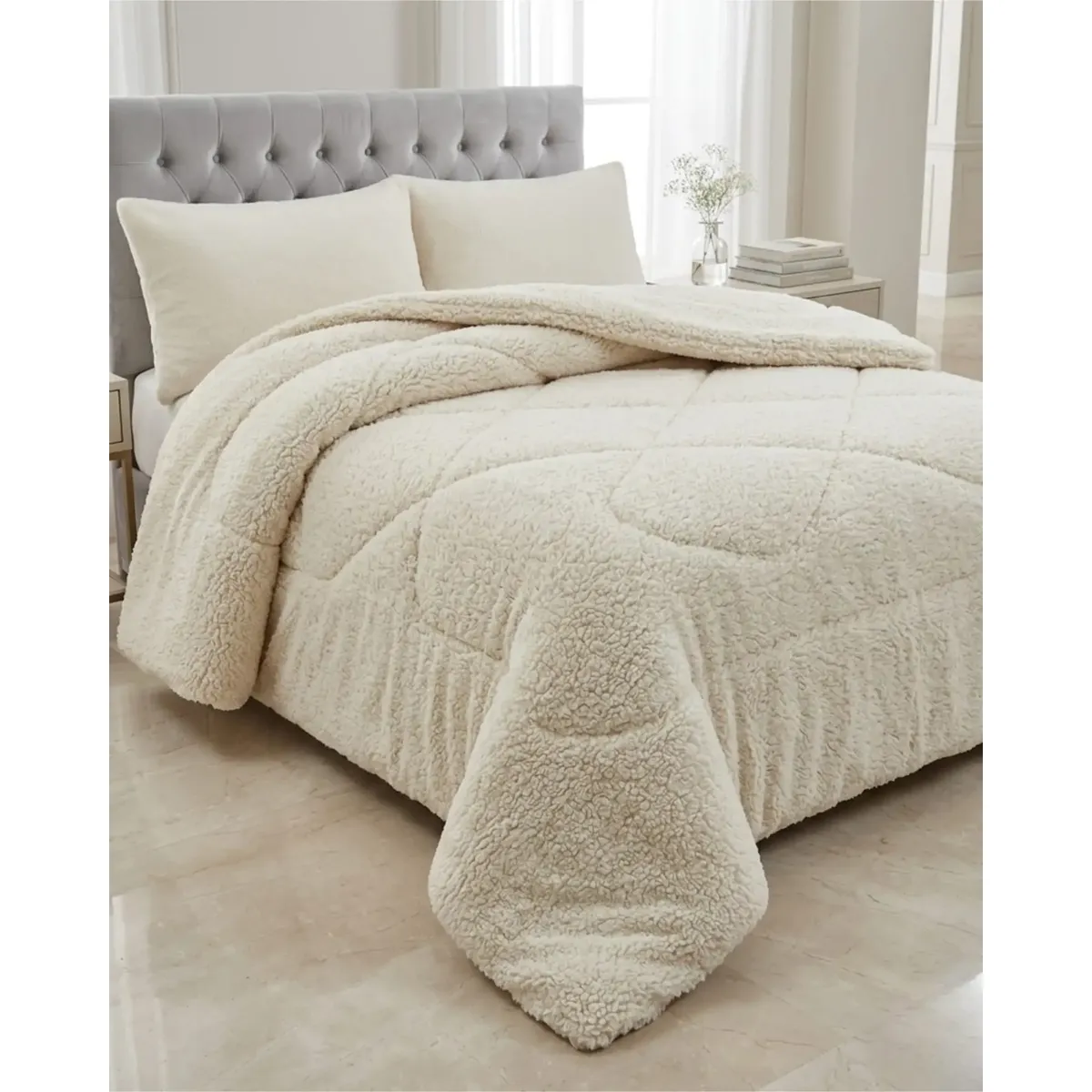 GENERICO - Cubrecamas De Invierno Sherpa 2 Plazas Premium