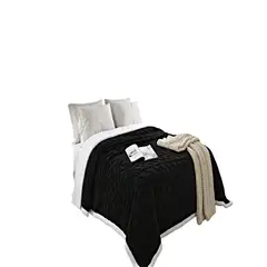 GENERICO - FRAZADA CON SHERPA TEXTURIZADA TEXTURIZADA 2 PLAZAS NEGRO