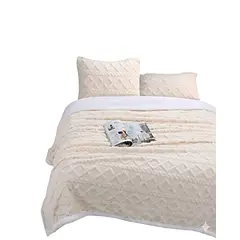 GENERICO - FRAZADA TEXTURIZADA CON SHERPA 2P BEIGE