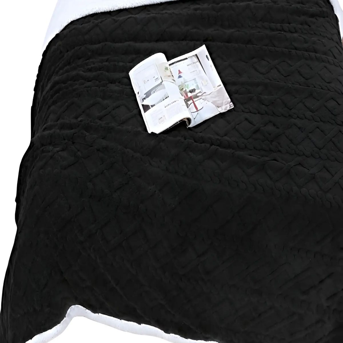 GENERICO - FRAZADA TEXTURIZADA CON SHERPA 2P NEGRO