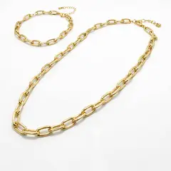GENERICO - CADENA Y PULSERA DORADA DE MUJER, BAÑO DE ORO