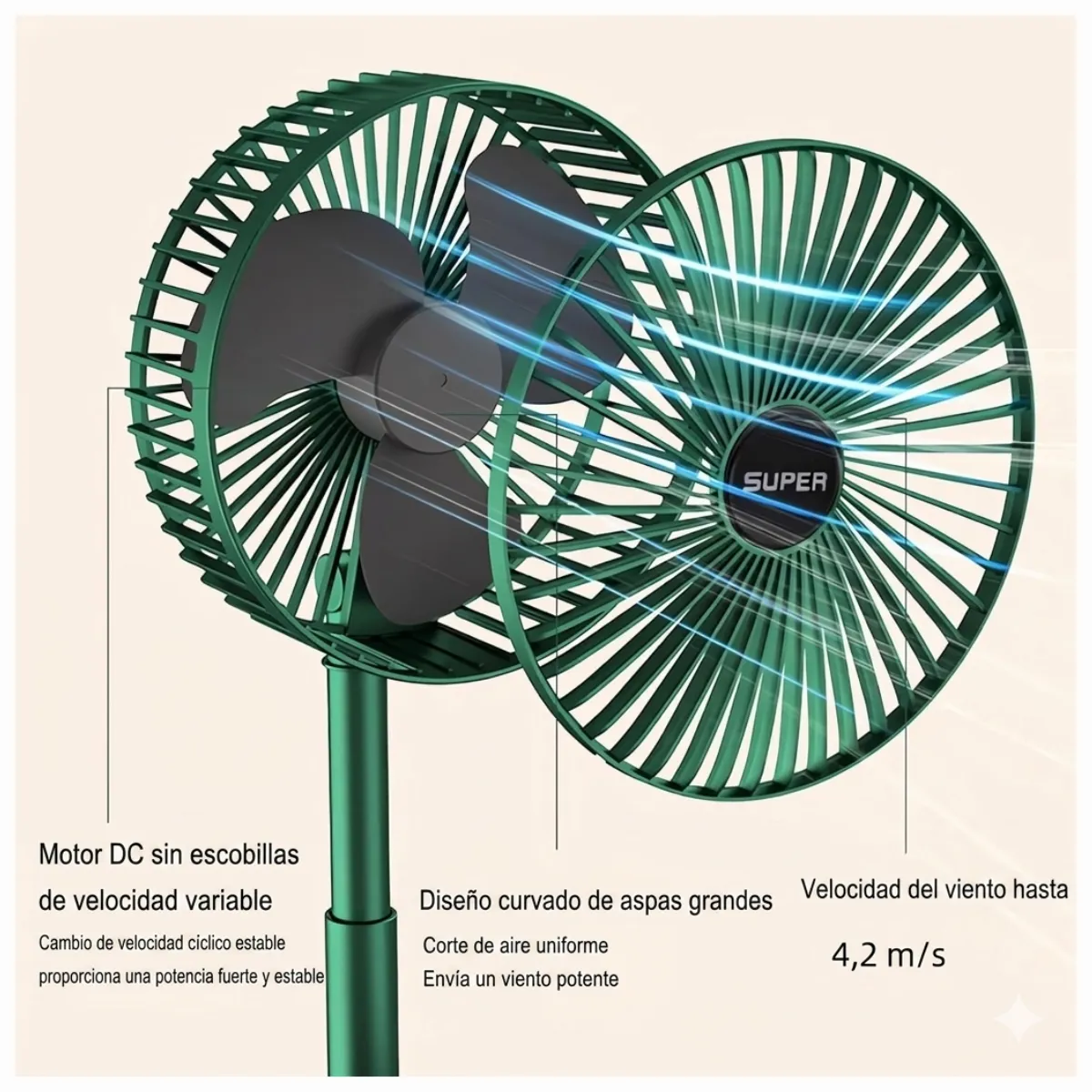 GENERICO - Ventilador de Mesa Plegable Recargable
