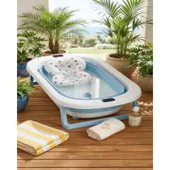 GENERICO - Bañera Plegable Premium Termómetro Digital + Cojín Ergonómico Antideslizante
