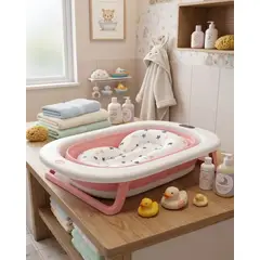 GENERICO - Bañera Plegable Premium Termómetro Digital + Cojín Ergonómico Antideslizante