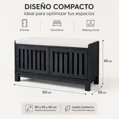 SPACE HOME - Mueble Zapatero Gris Para Sentarse Y Organizar Calzado
