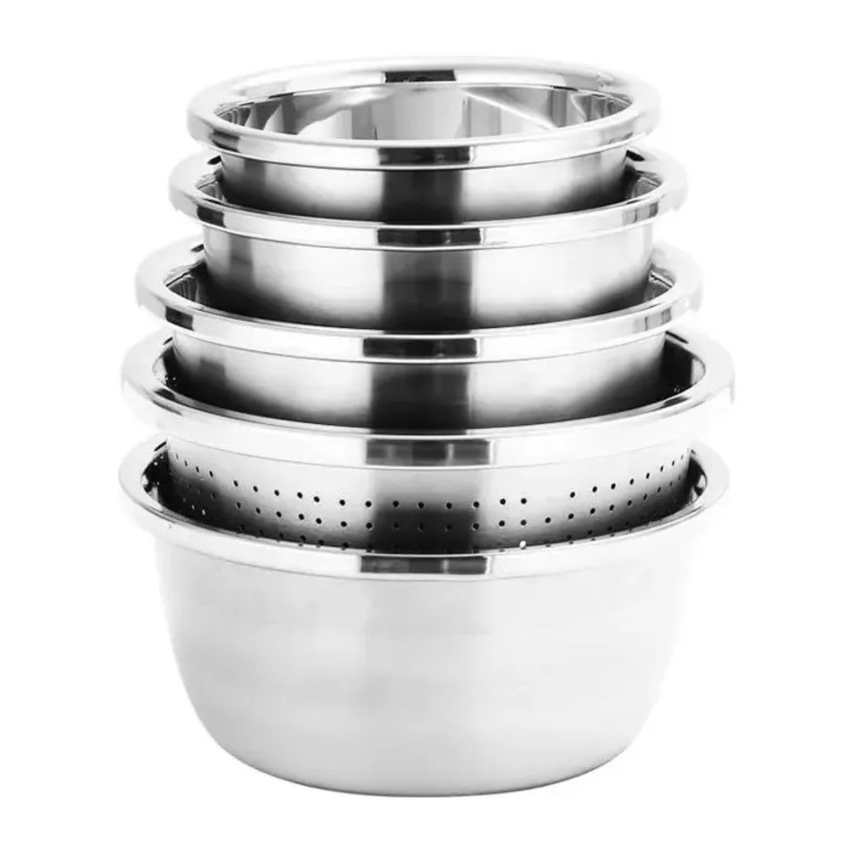 GENERICO - 5pc Bowl Pocillo Acero Inoxidable Reposteria Cocina 20-26cm BELUG