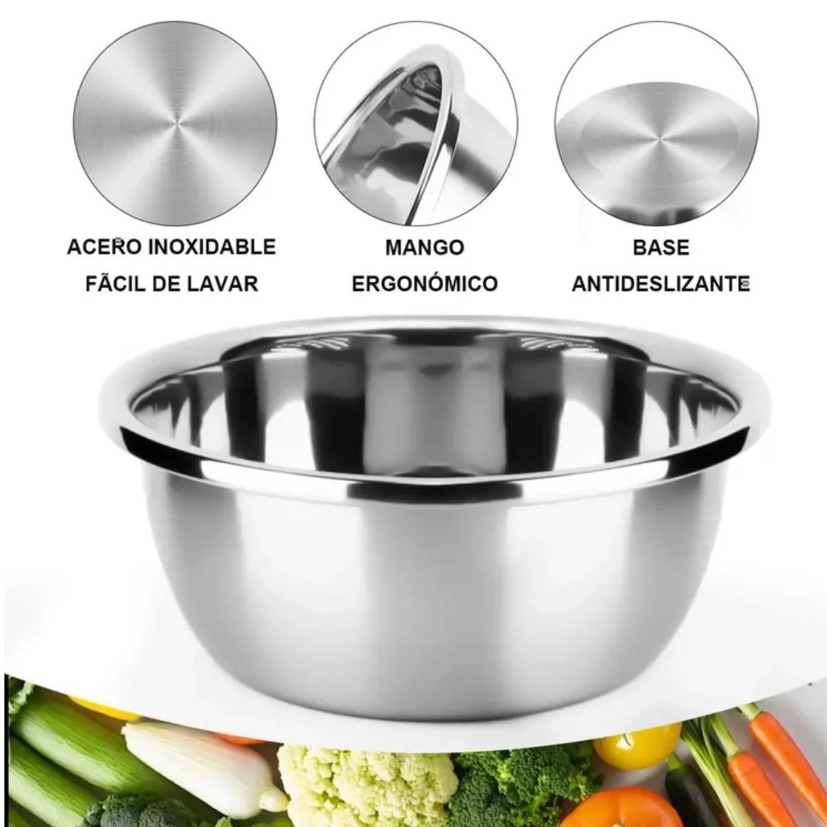 GENERICO - 5pc Bowl Pocillo Acero Inoxidable Reposteria Cocina 20-26cm BELUG