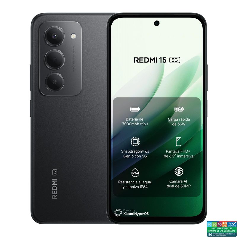 【新品】Redmi 15 5G 本体 Midnight Black XIAOMI REDMI 15 5G Negro Medianoche 8GB + 256GB | Falabella Chile